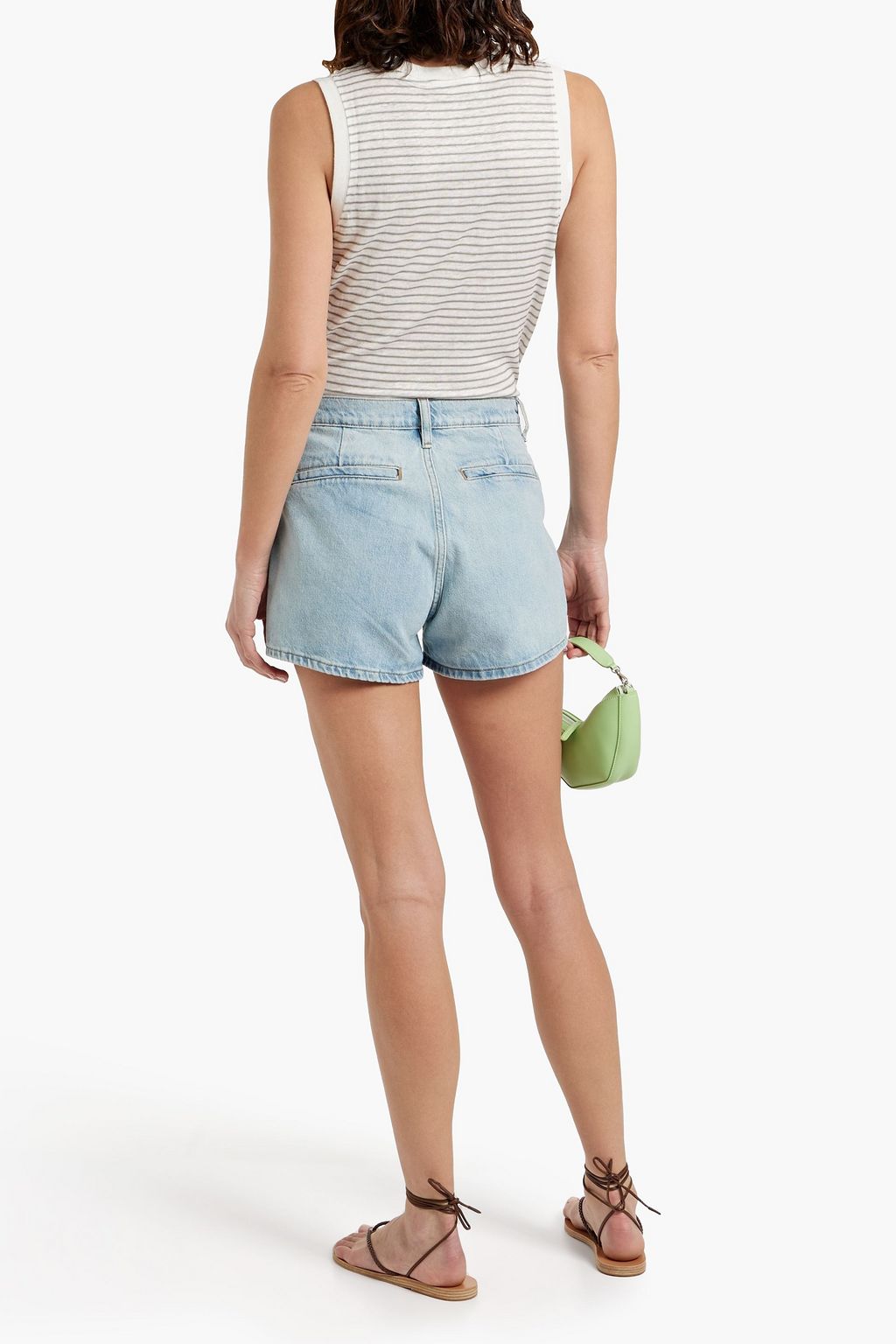 FRAME Striped linen-jersey tank