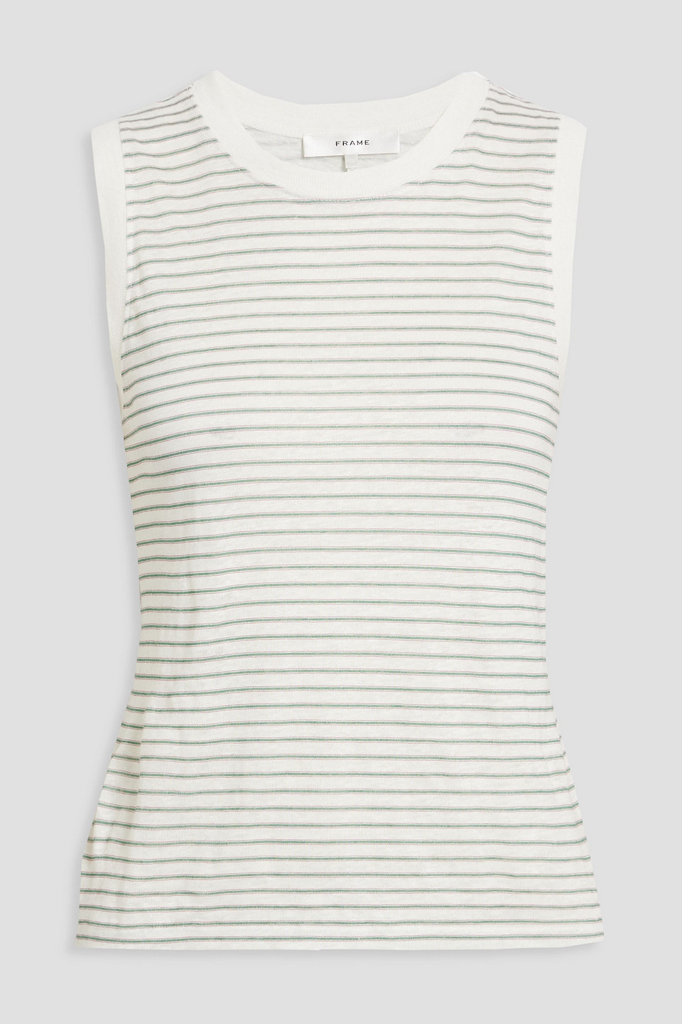 Frame Striped Linen-jersey Tank In Off-white
