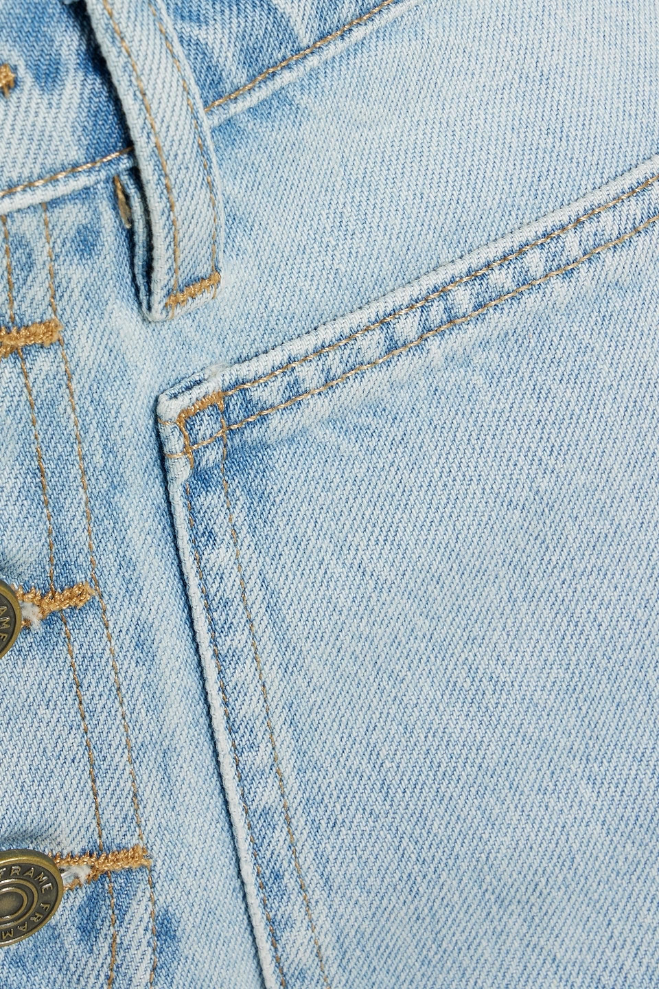 Shop Frame Bardot Denim Shorts In Light Denim