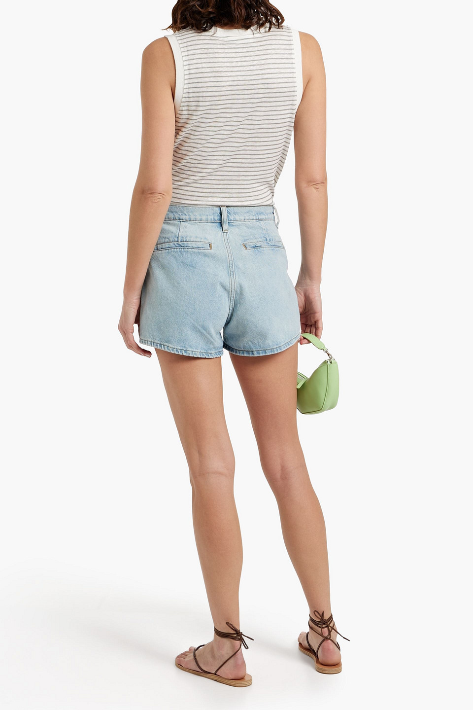 Shop Frame Bardot Denim Shorts In Light Denim