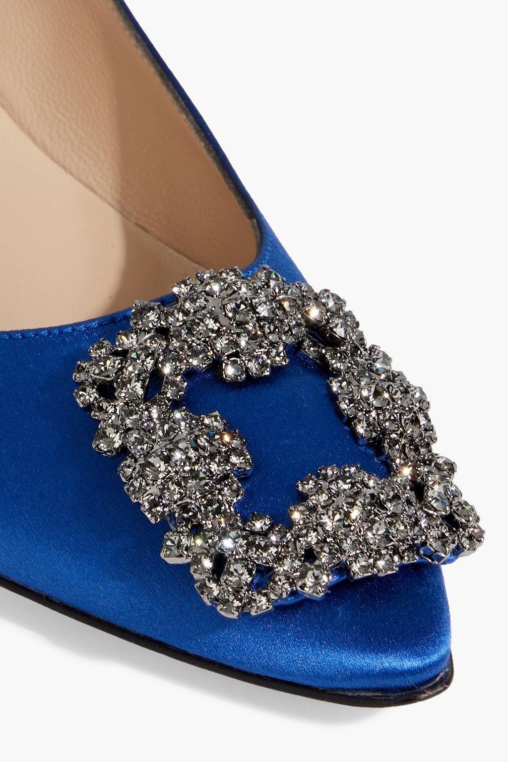 MANOLO BLAHNIK Hangisi 50 crystal-embellished satin pumps