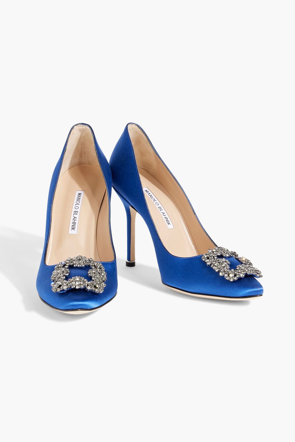 MANOLO BLAHNIK Hangisi 105 crystal-embellished satin pumps