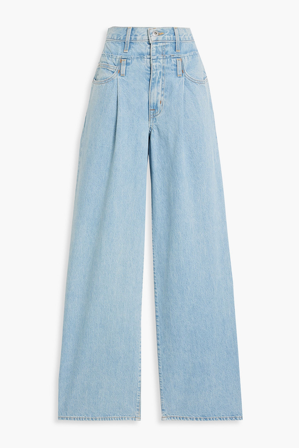 Slvrlake Kennedy Pleated Rigid High-rise Wide-leg Jeans In Light Denim
