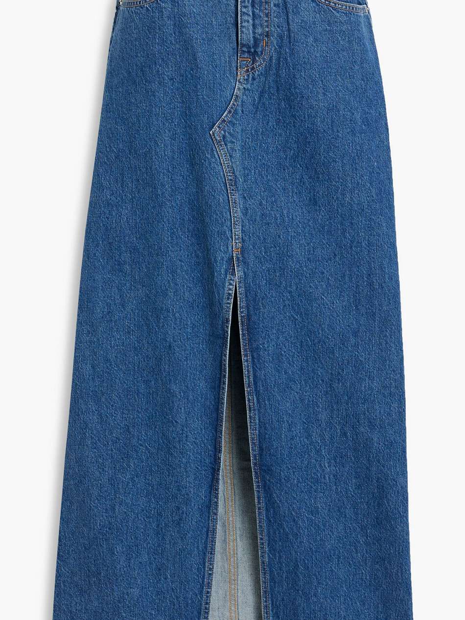 dallas paneled denim maxi skirt
