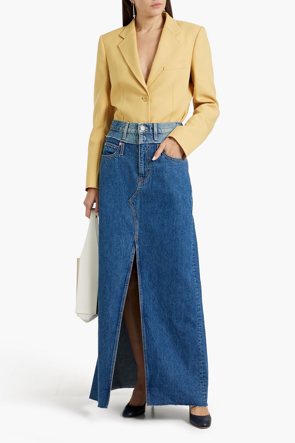 SLVRLAKE Dallas paneled denim maxi skirt