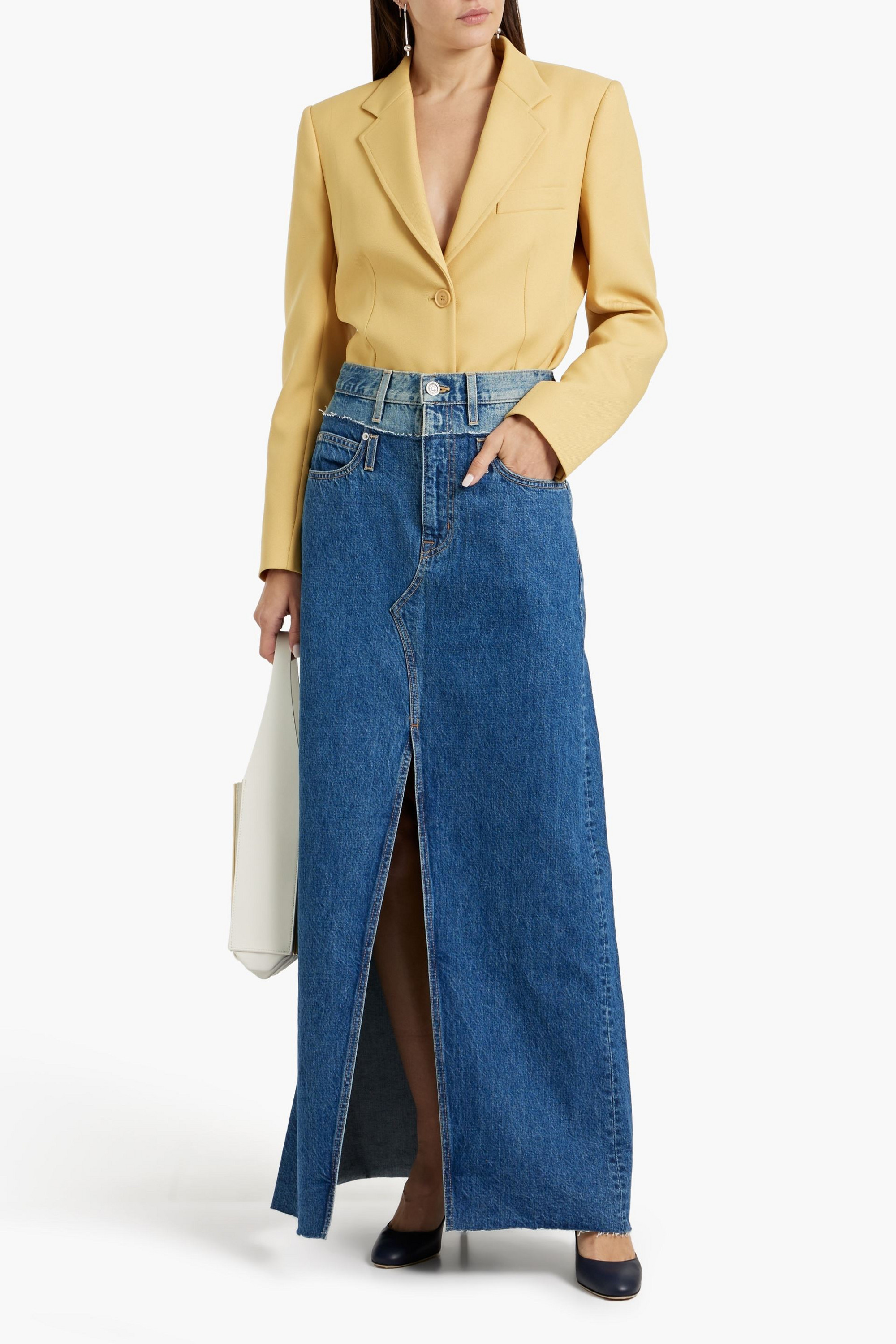 SLVRLAKE Dallas paneled denim maxi skirt