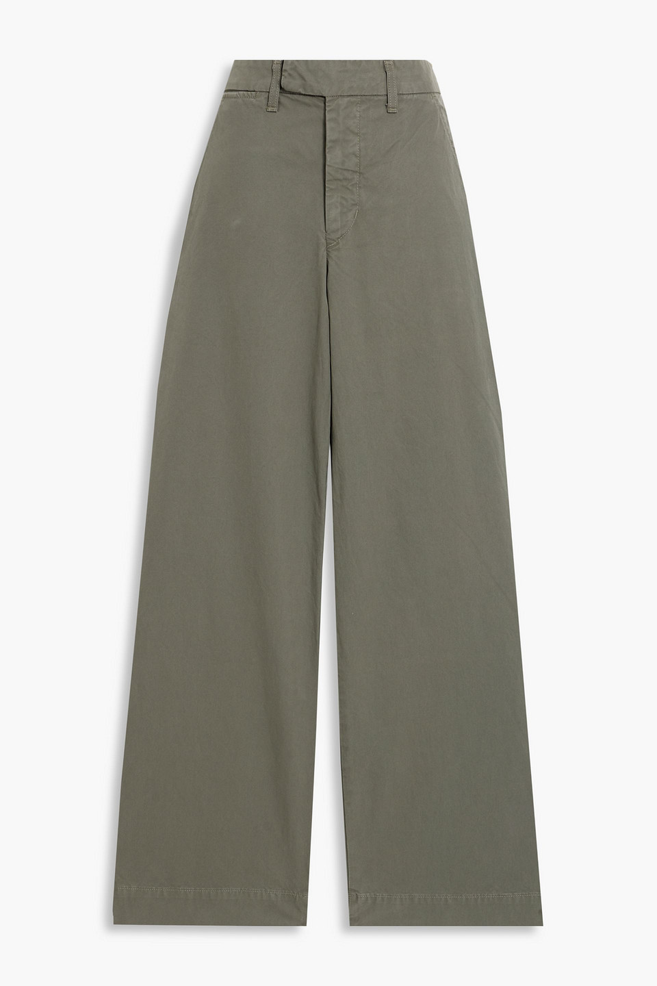 Slvrlake Evie Cotton-twill Wide-leg Pants In Grey Green