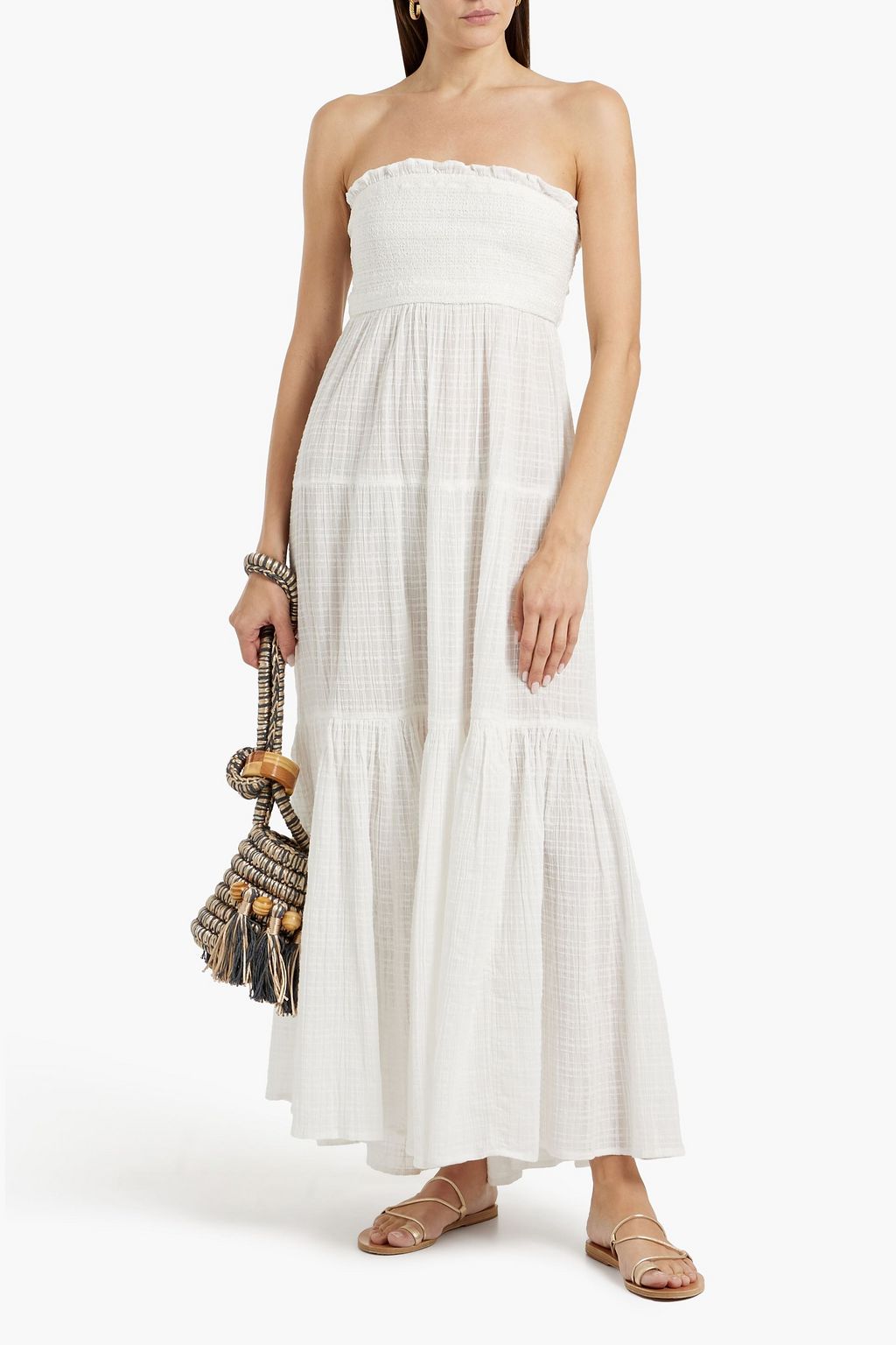 VERONICA BEARD McKinney strapless cotton-jacquard maxi dress