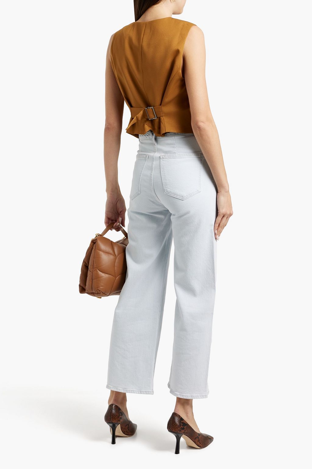 VERONICA BEARD Grant braid-trimmed high-rise wide-leg jeans