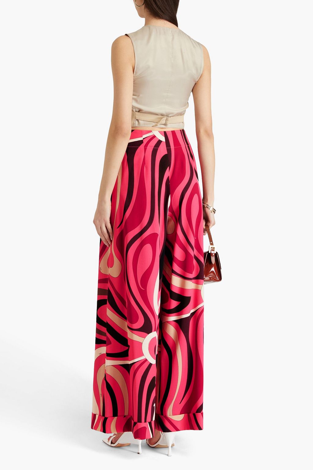 PUCCI Hose mit weitem Bein aus Twill aus einer Wollmischung mit Print