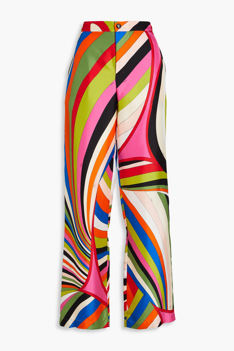 Pucci Bedruckte Hose Mit Geradem Bein Aus Seiden-twill In Bunt