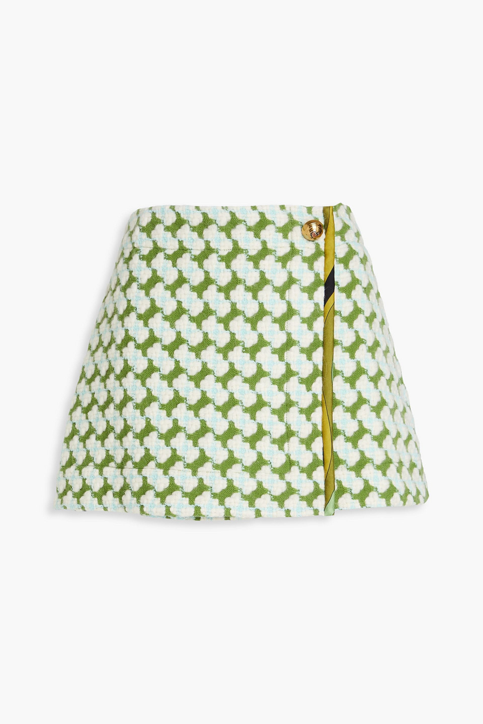 Pucci - Wool-blend bouclé-tweed mini wrap skirt - Green - IT 42