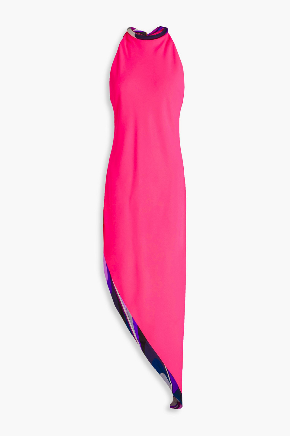 Pucci Asymmetric Neon Stretch-crepe Dress In Pink