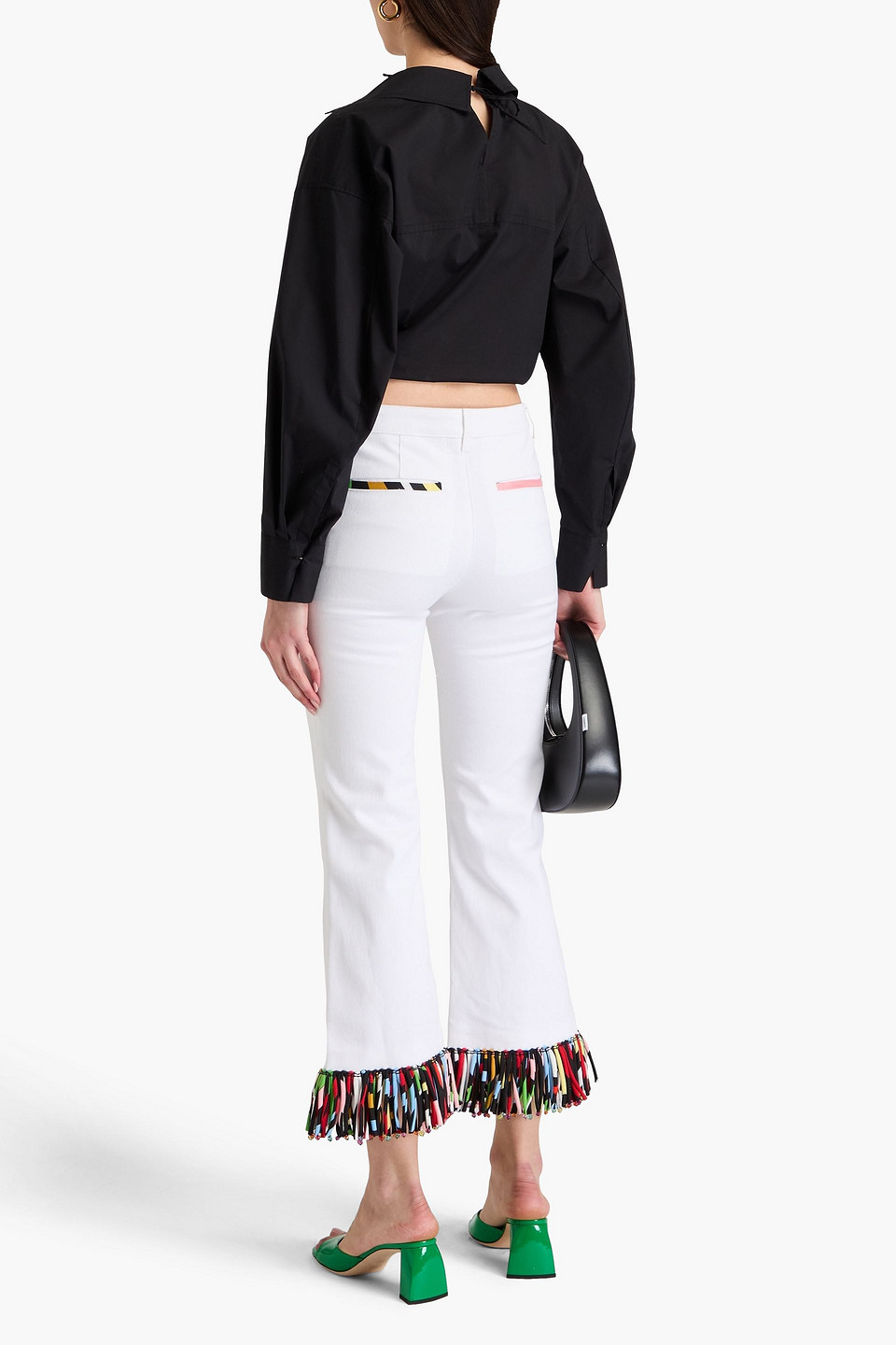 Pucci Fringed Cotton-blend Drill Kick-flare Pants In White