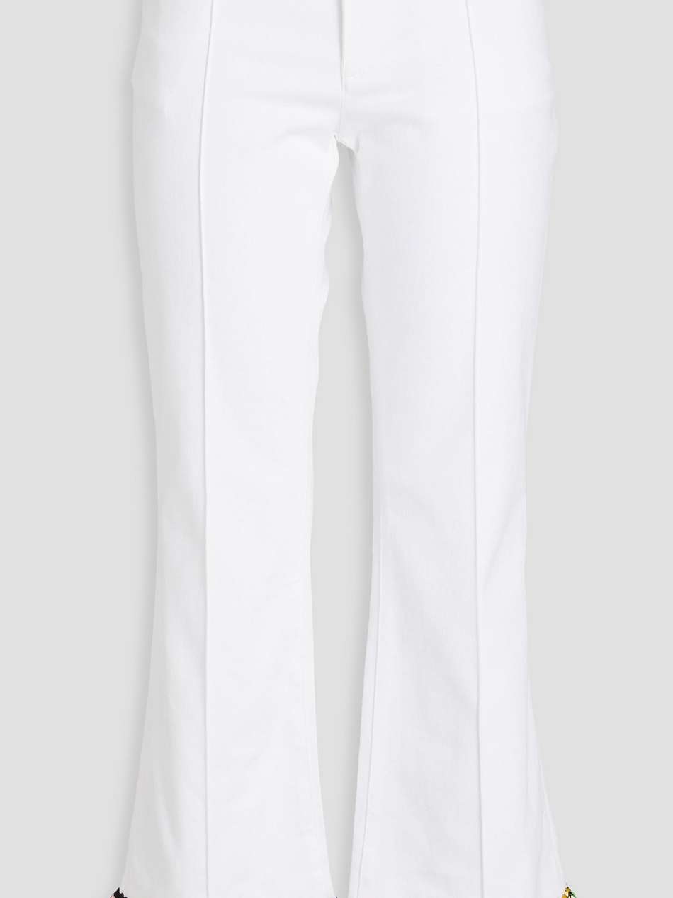 fringed cotton-blend drill kick-flare pants