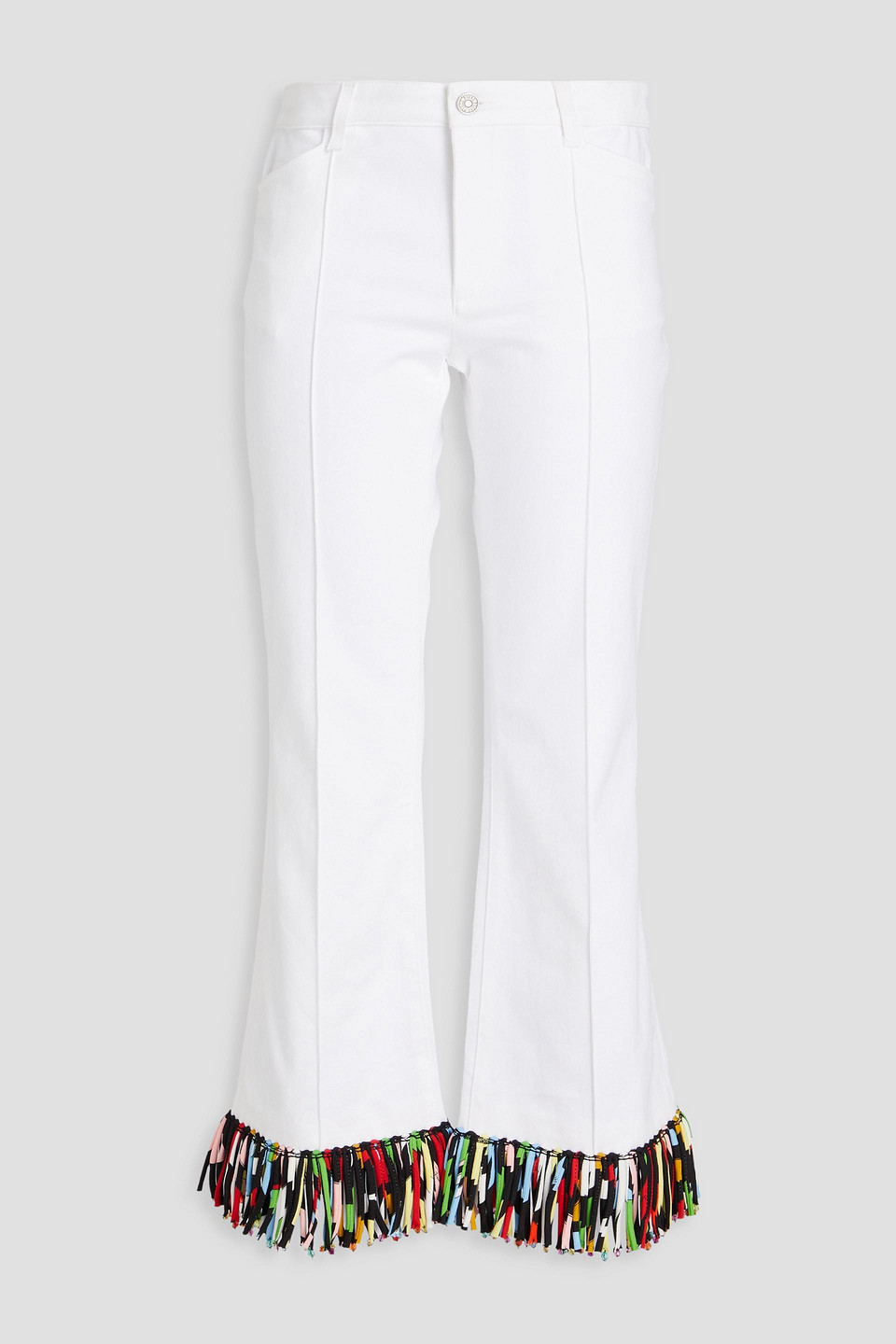Pucci Fringed Cotton-blend Drill Kick-flare Pants In White