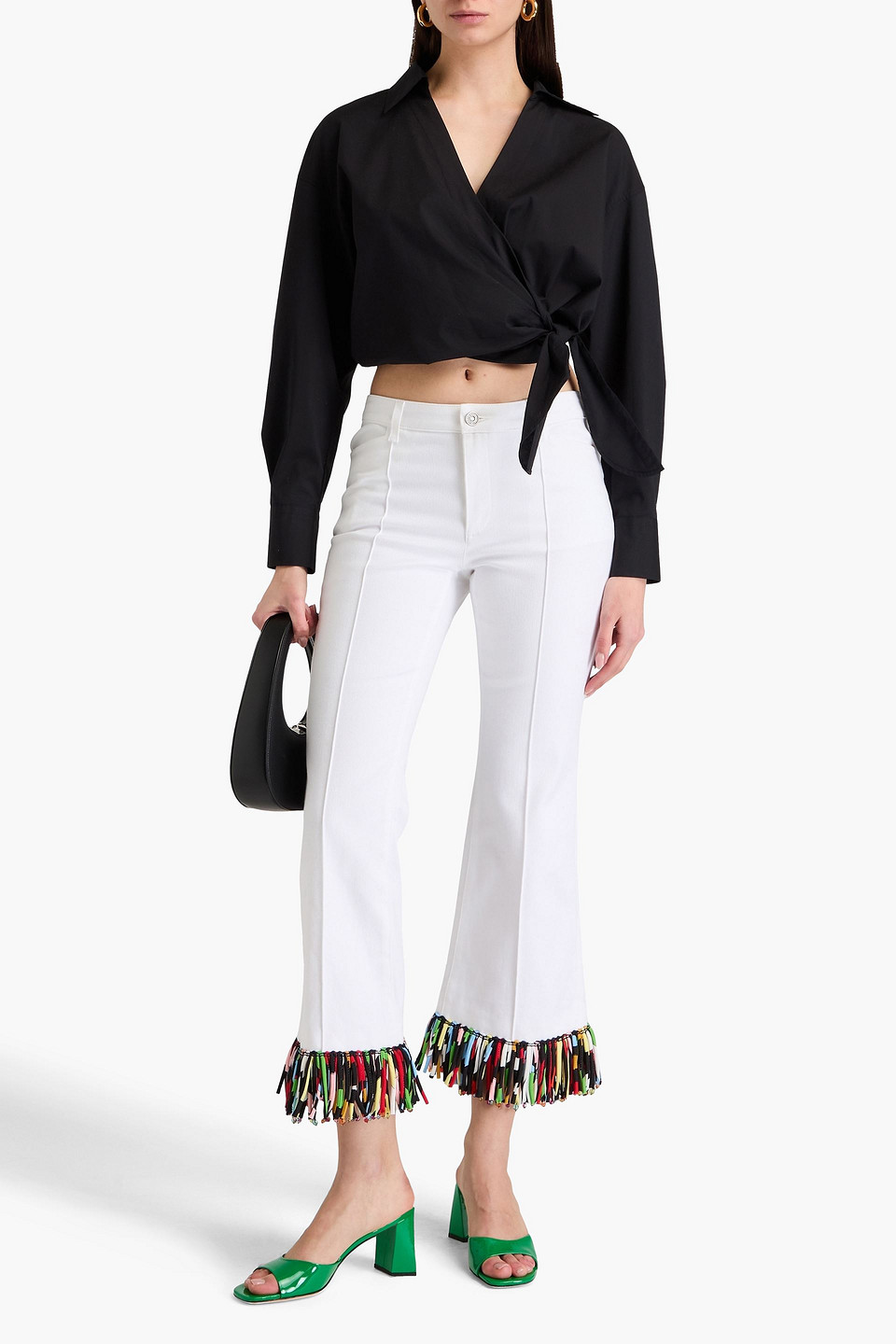 Pucci Fringed Cotton-blend Drill Kick-flare Pants In White