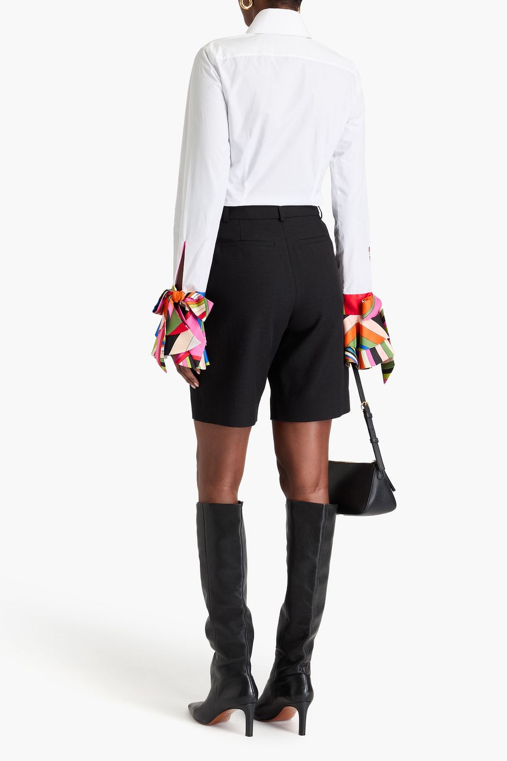 PUCCI Printed silk-trimmed cotton-poplin shirt