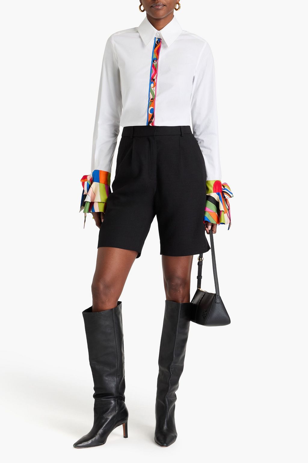 PUCCI Printed silk-trimmed cotton-poplin shirt