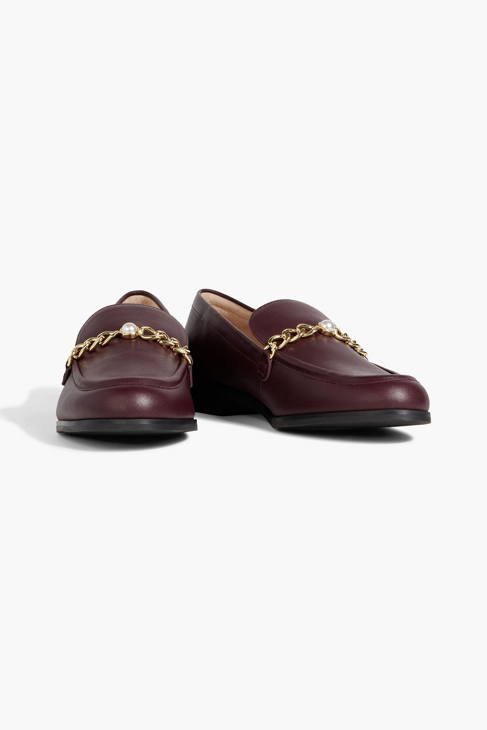 Stuart Weitzman Owen Embellished Leather Loafers In Grape