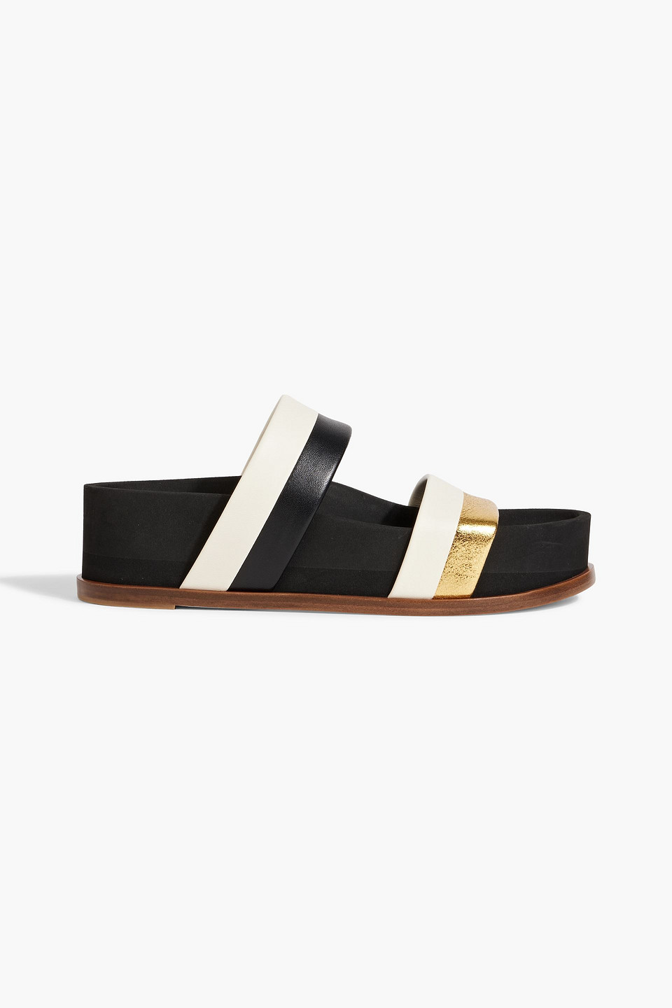 Gabriela Hearst Striker Color-block Leather Platform Slides In Black