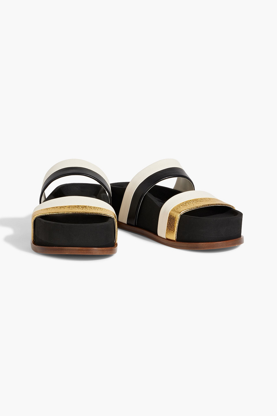 GABRIELA HEARST STRIKER COLOR-BLOCK LEATHER PLATFORM SLIDES