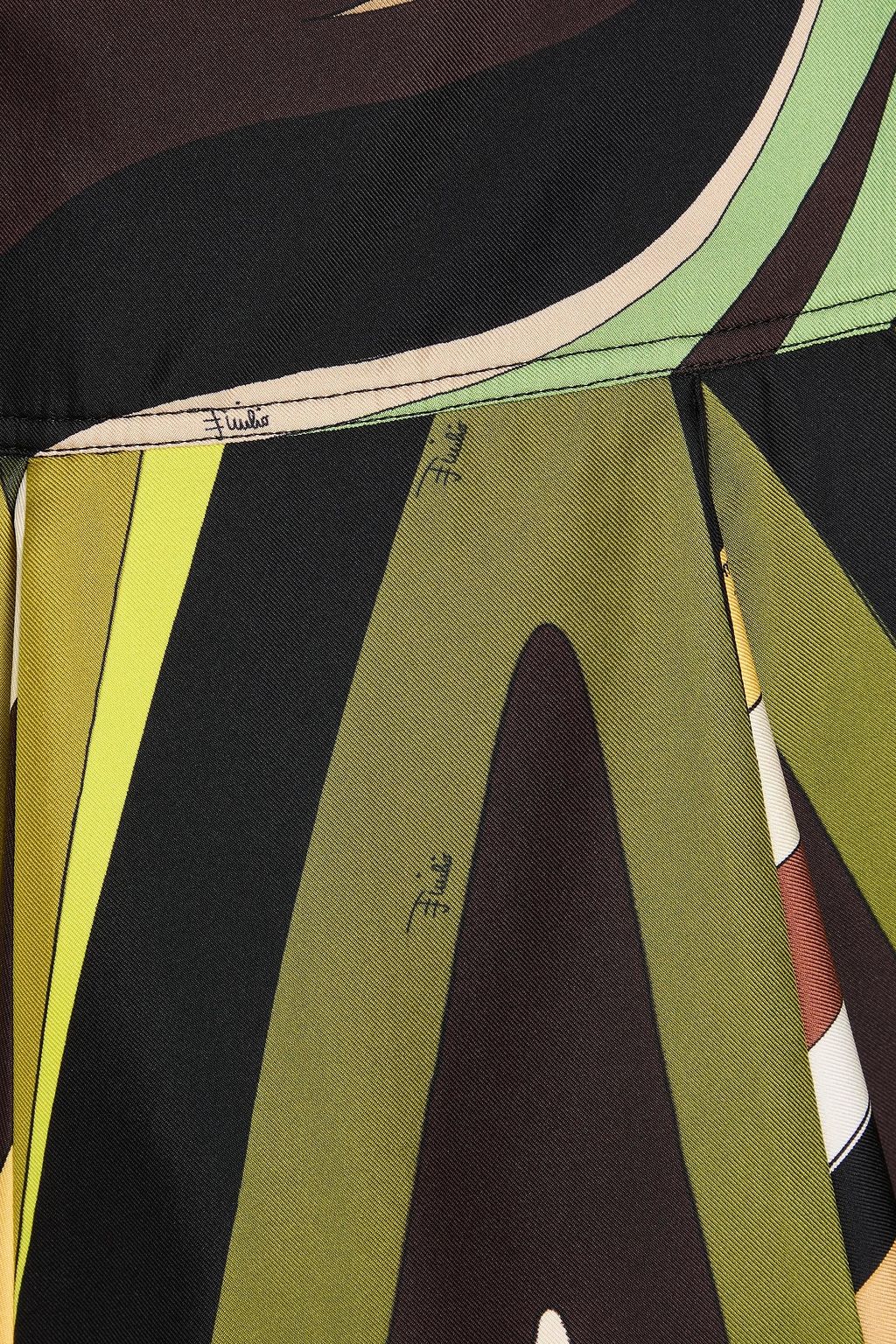 PUCCI Pleated printed silk-twill mini skirt
