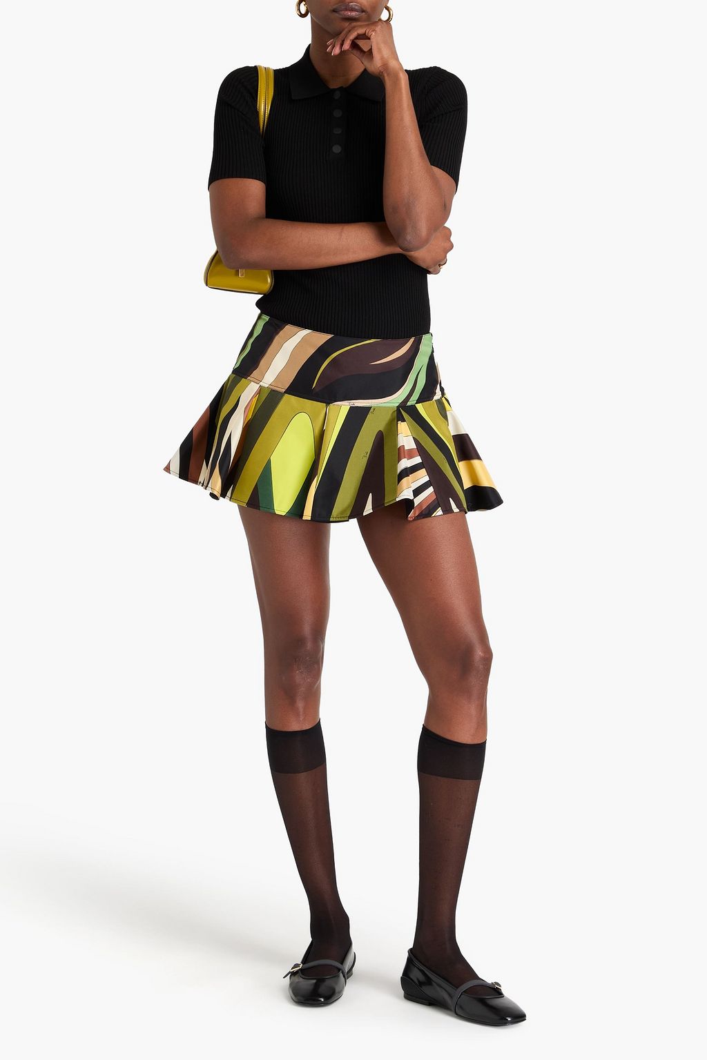 PUCCI Pleated printed silk-twill mini skirt