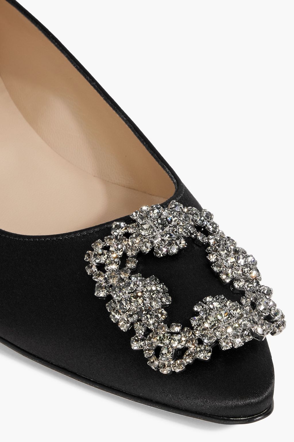 MANOLO BLAHNIK Hangisiflat crystal-embellished satin point-toe flats