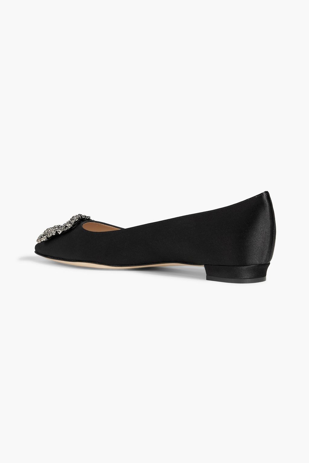 MANOLO BLAHNIK Hangisiflat crystal-embellished satin point-toe flats