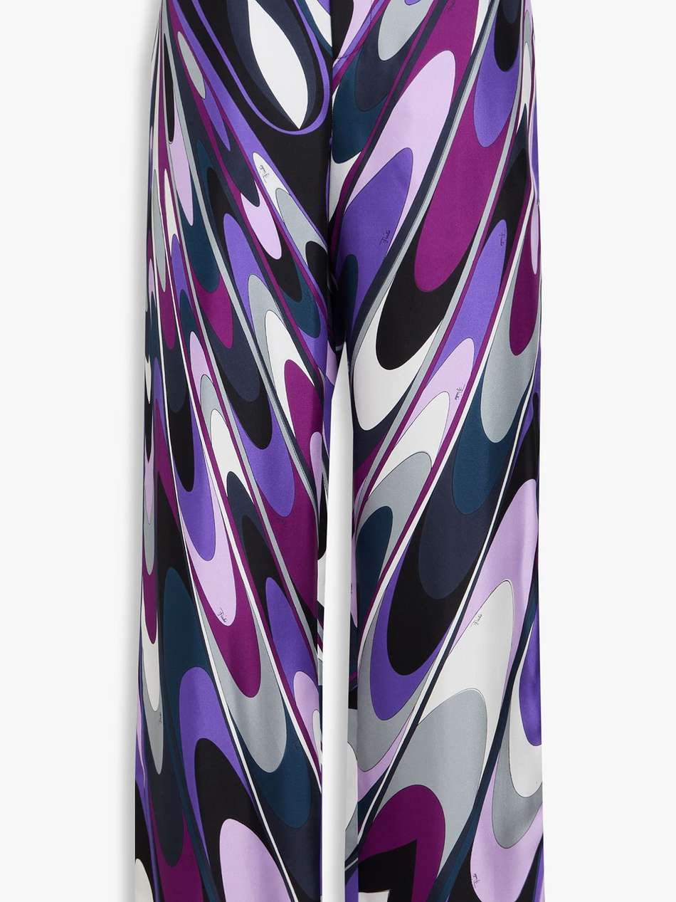 printed silk-twill wide-leg pants