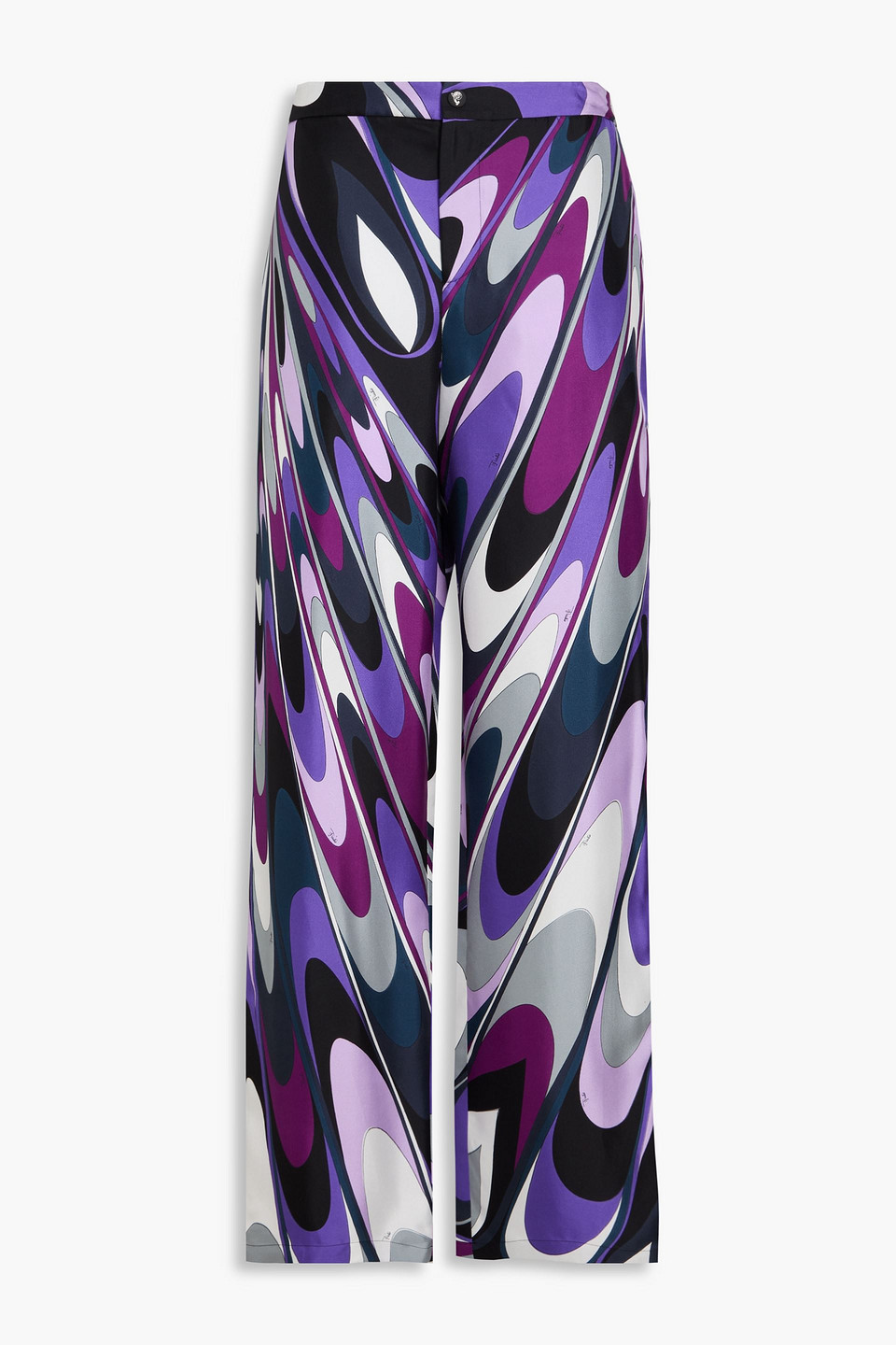Printed silk-twill wide-leg pants