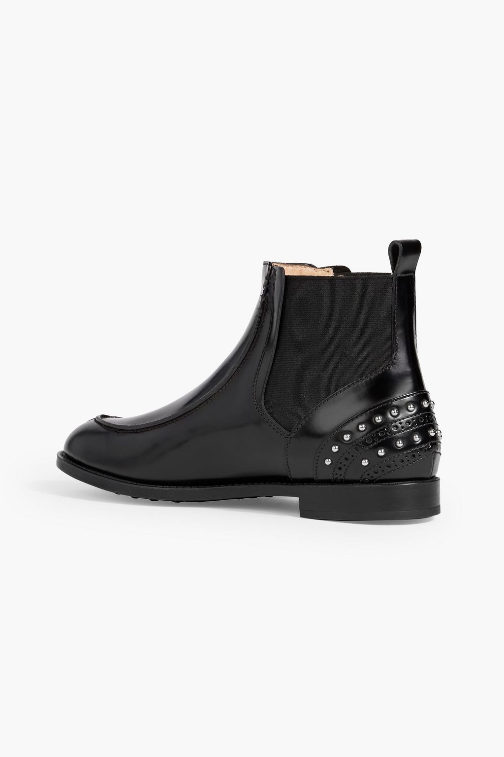 TOD'S Studded glossed-leather Chelsea boots