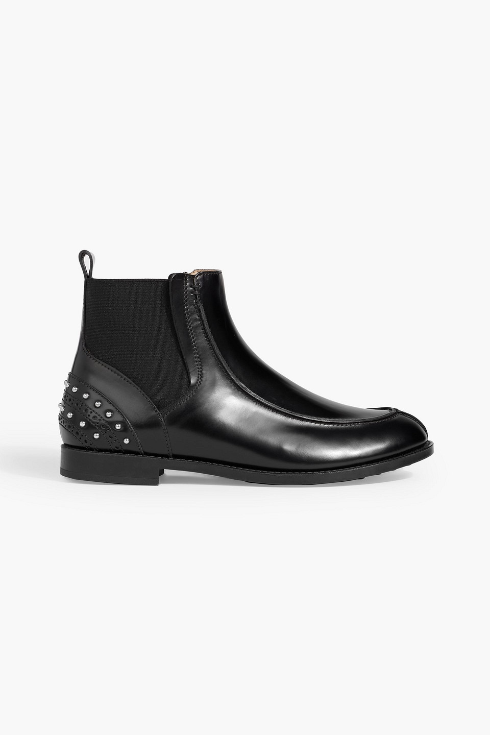 Tod's Studded Glossed-leather Chelsea Boots In Black