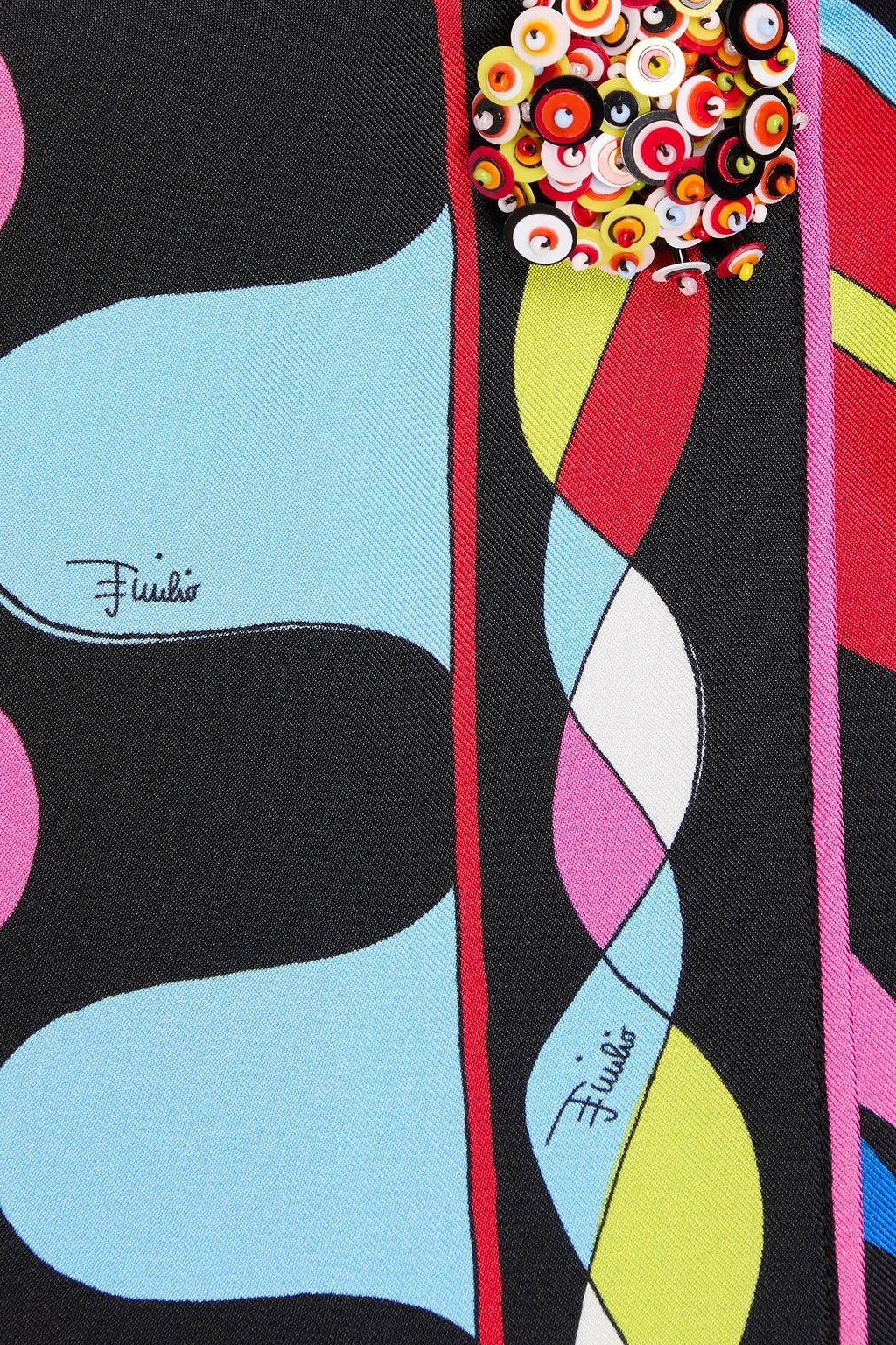 PUCCI Mini-Wickelrock aus Seiden-Twill mit Print und Verzierung