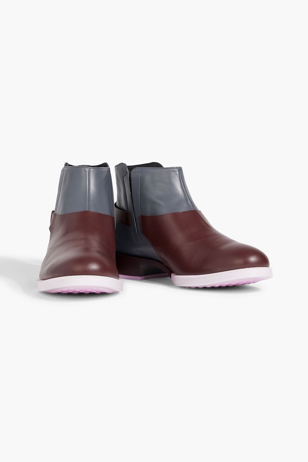 TOD'S Buckled color-block leather ankle boots