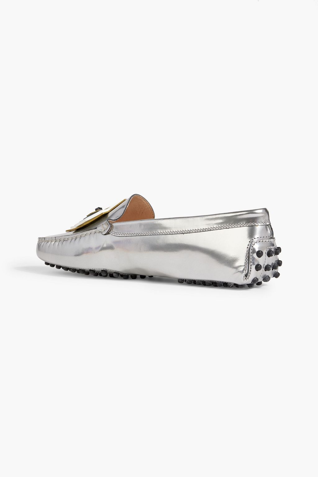 TOD'S Embellished mirrored-leather loafers