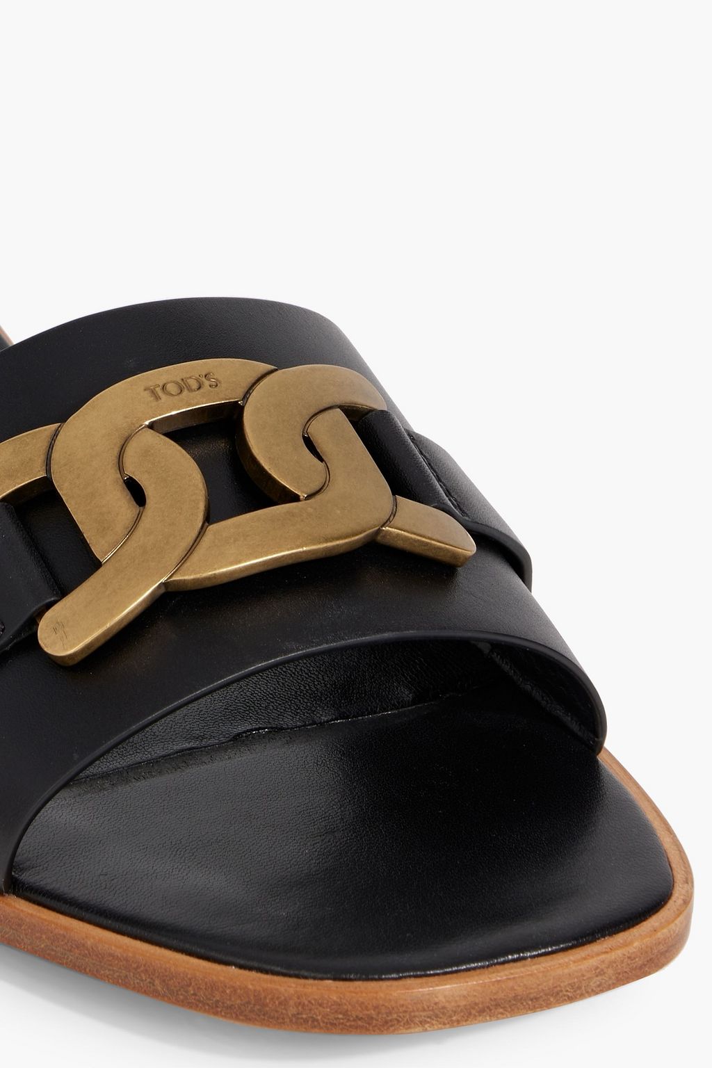 TOD'S Chain-embellished leather slides