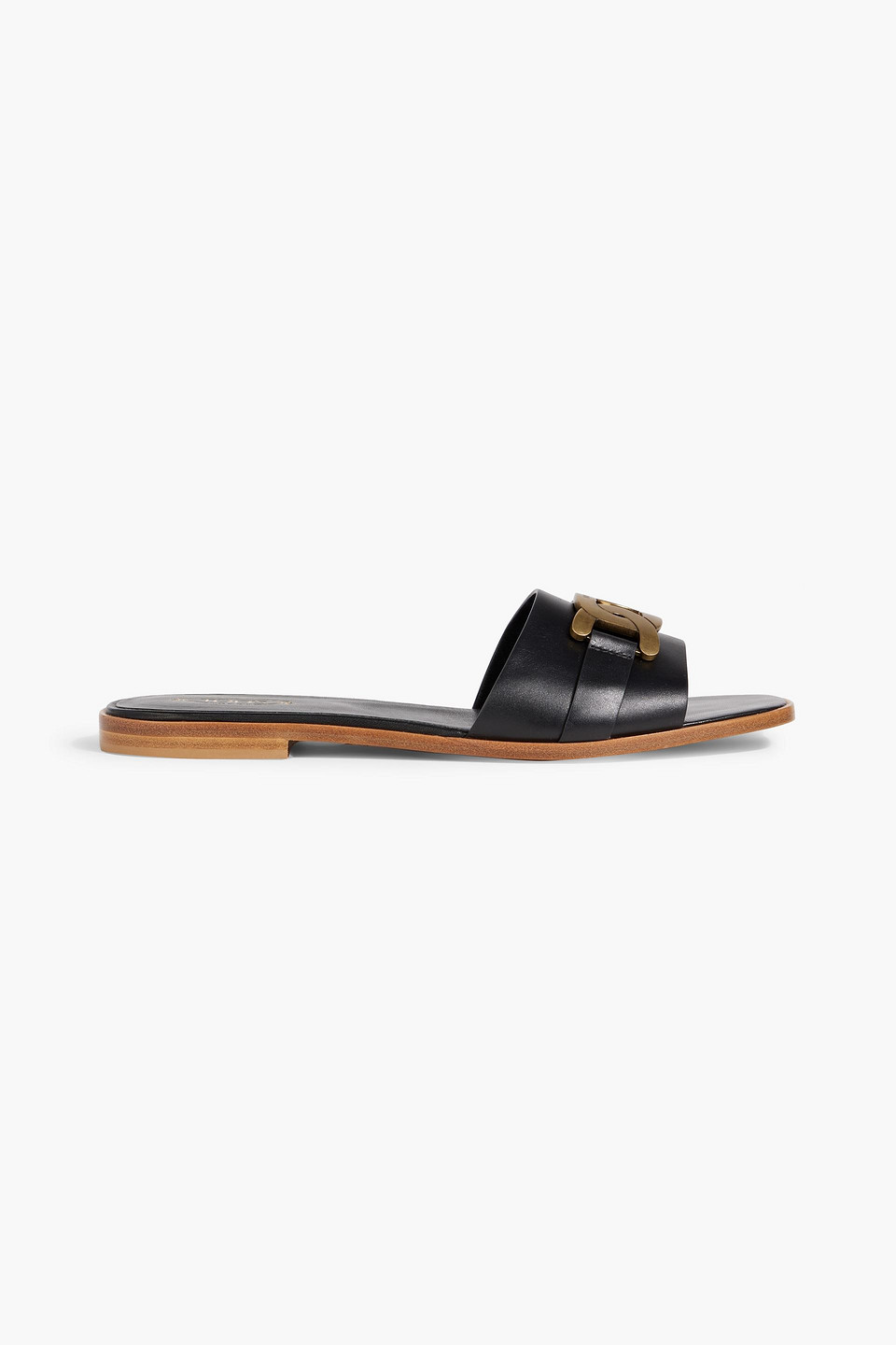 Tod's Chain-embellished Leather Slides In Black