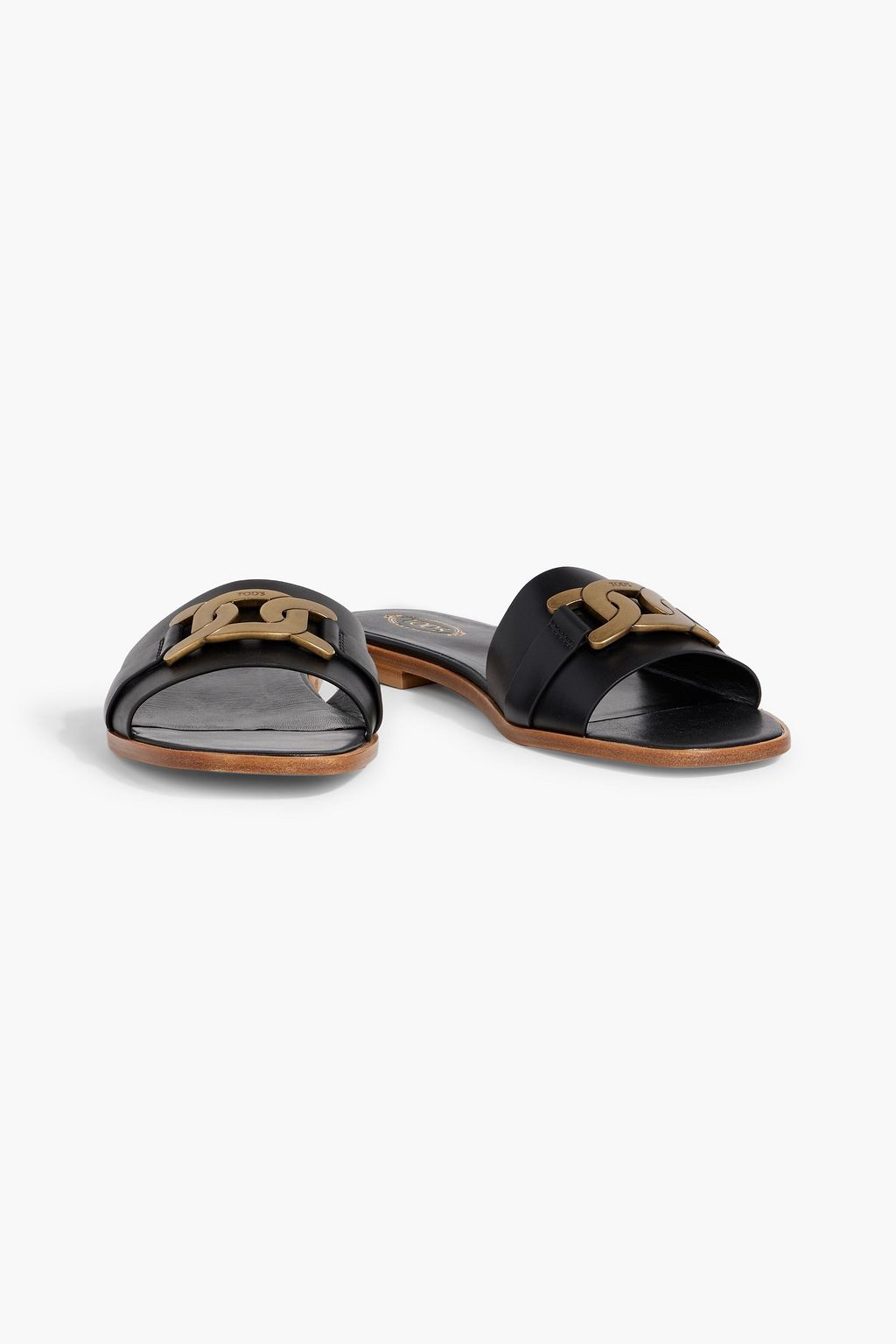 TOD'S Chain-embellished leather slides