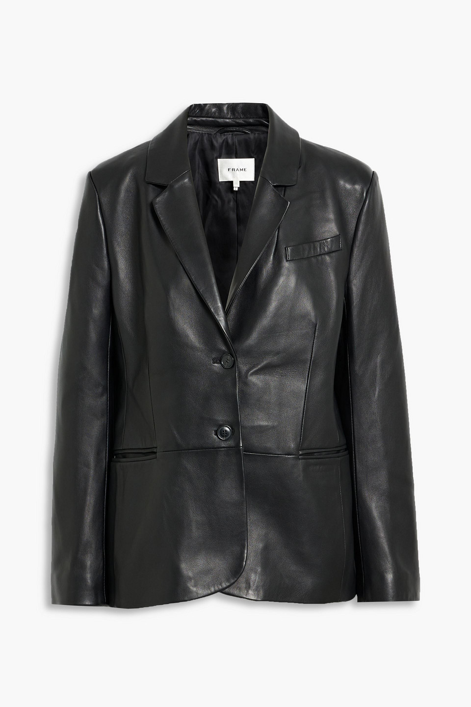 Frame The Femme Leather Blazer In Black