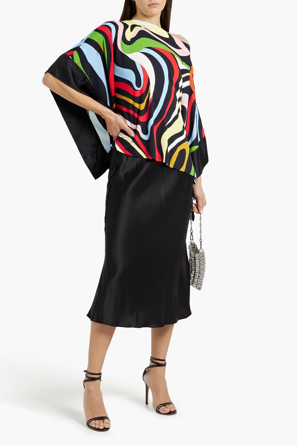 PUCCI Printed jersey and satin-jacquard top