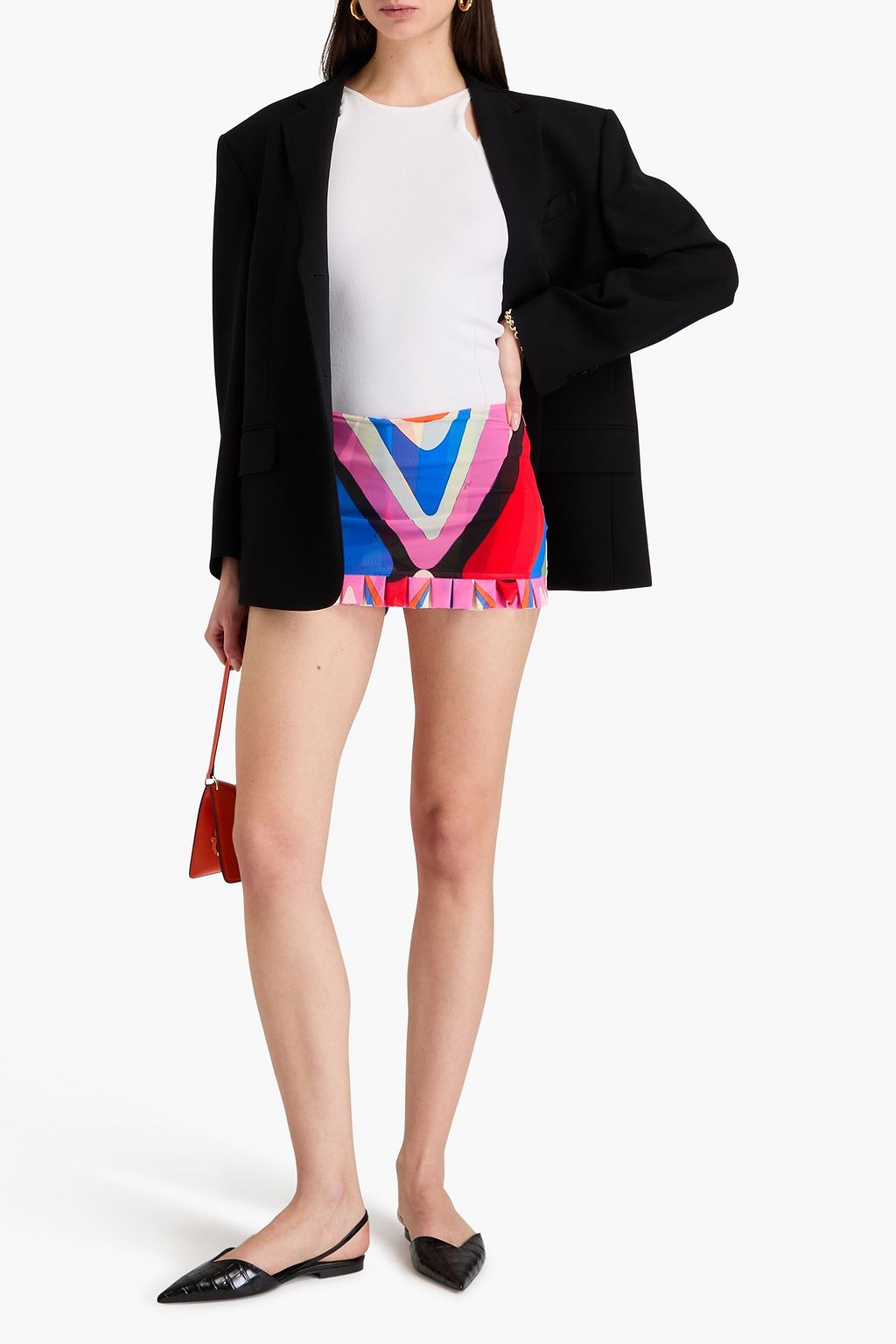 PUCCI شورت من قماش شبكي مطاط مزين بطبعات وبنمط التنورة