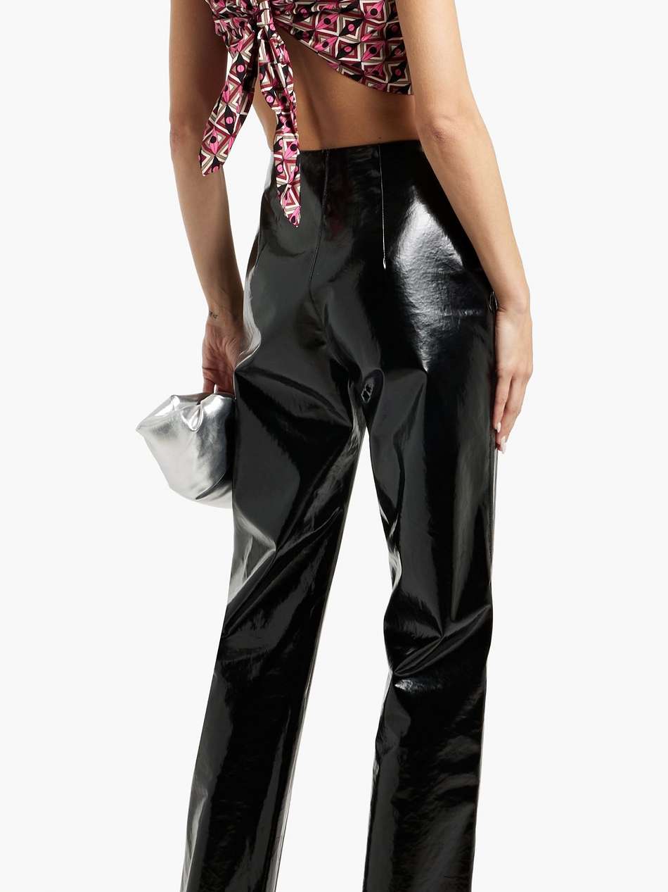 cropped tie-back printed cotton-poplin top
