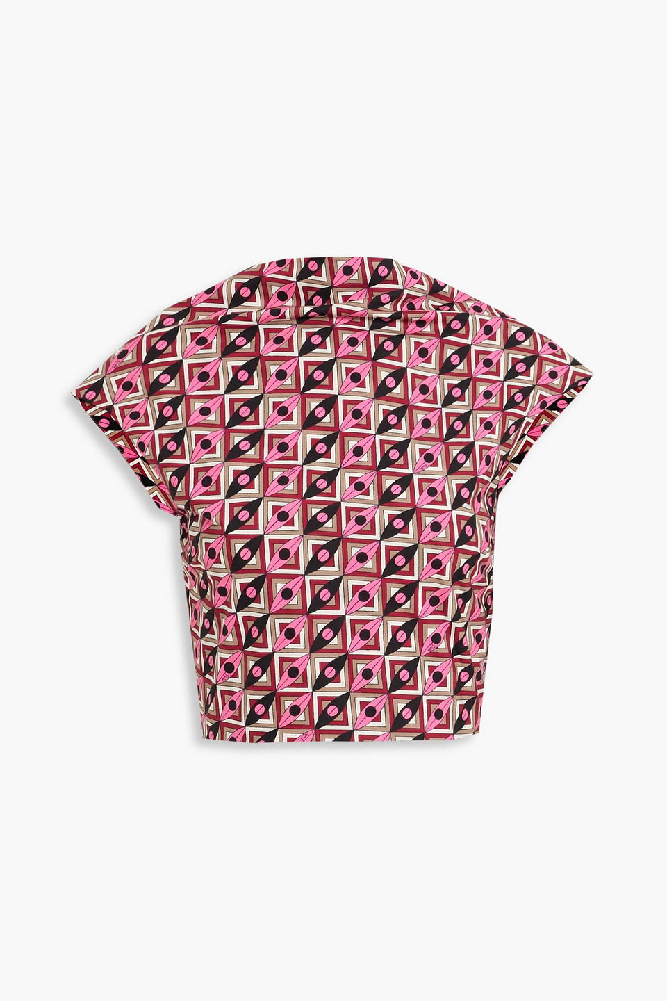 Pucci Cropped Tie-back Printed Cotton-poplin Top In Pink