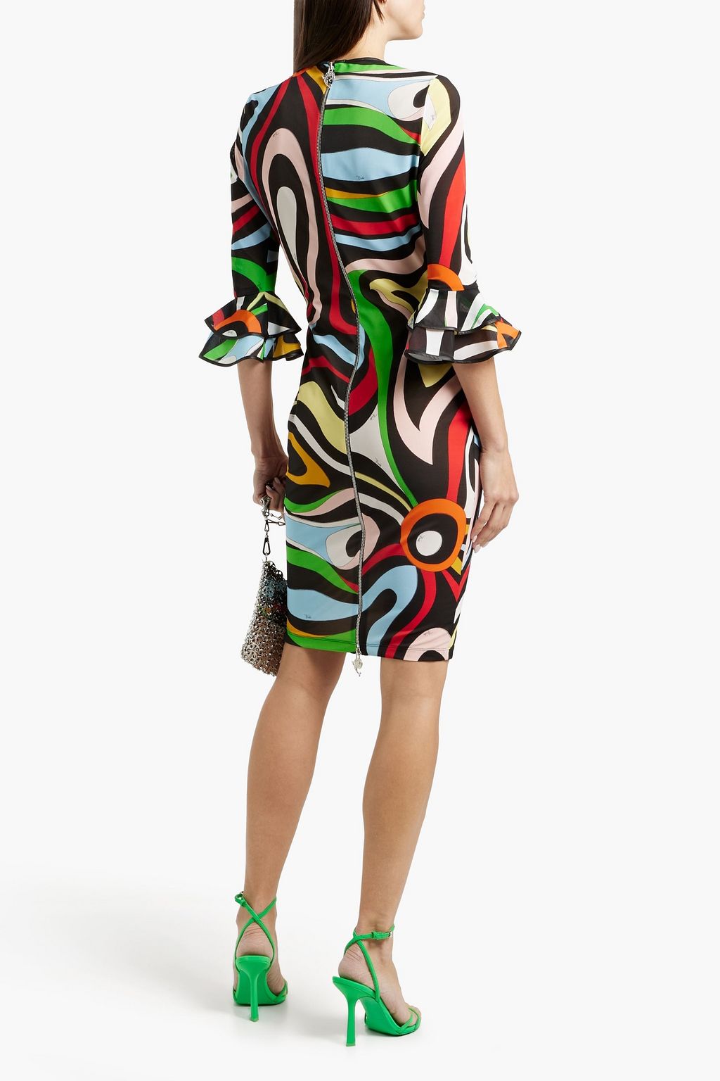PUCCI فستان من التول المطاط مزين بطبعات وكشاكش