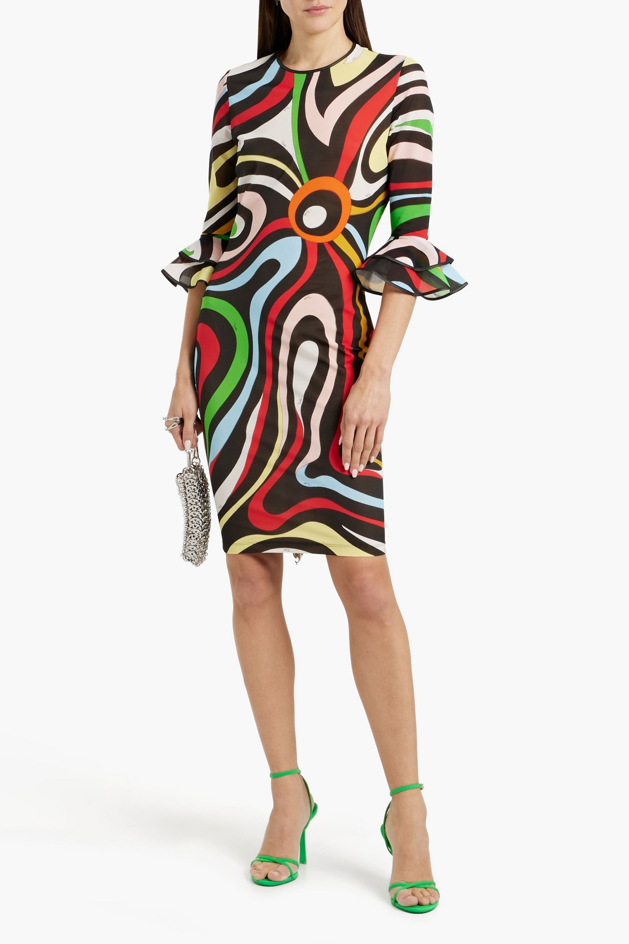 Pucci Ruffled printed stretch-tulle dress