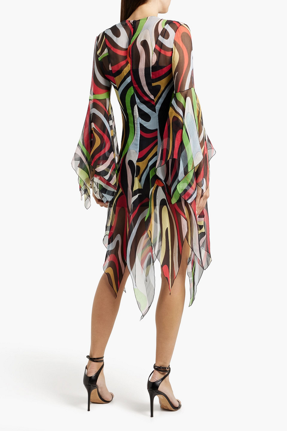 Pucci Marmo-print Silk Dress In Black