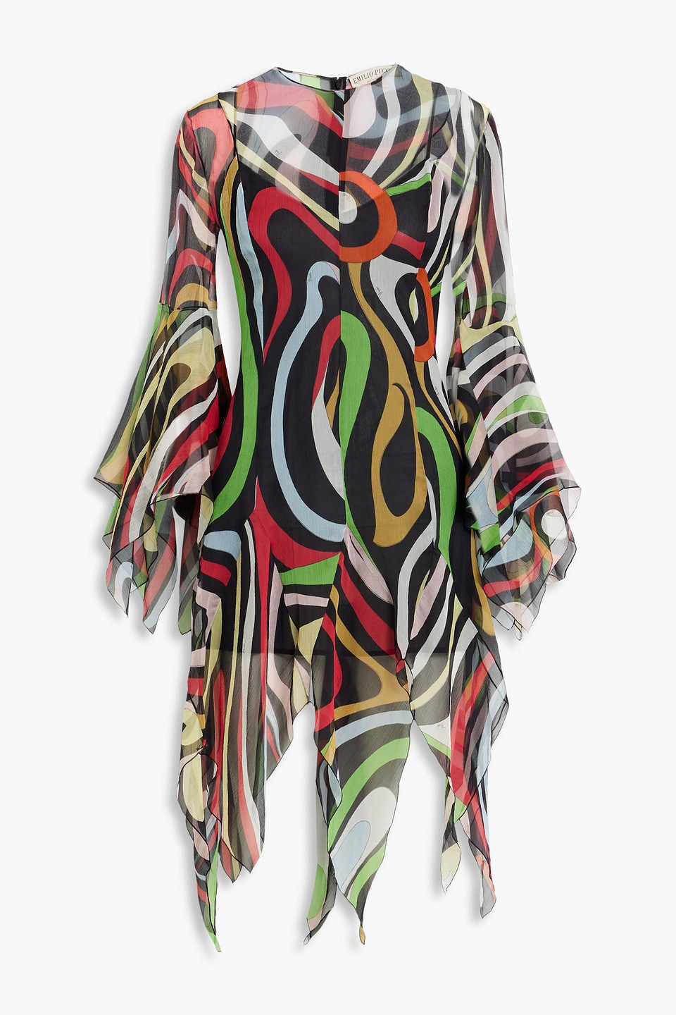 Pucci Marmo-print Silk Dress In Black