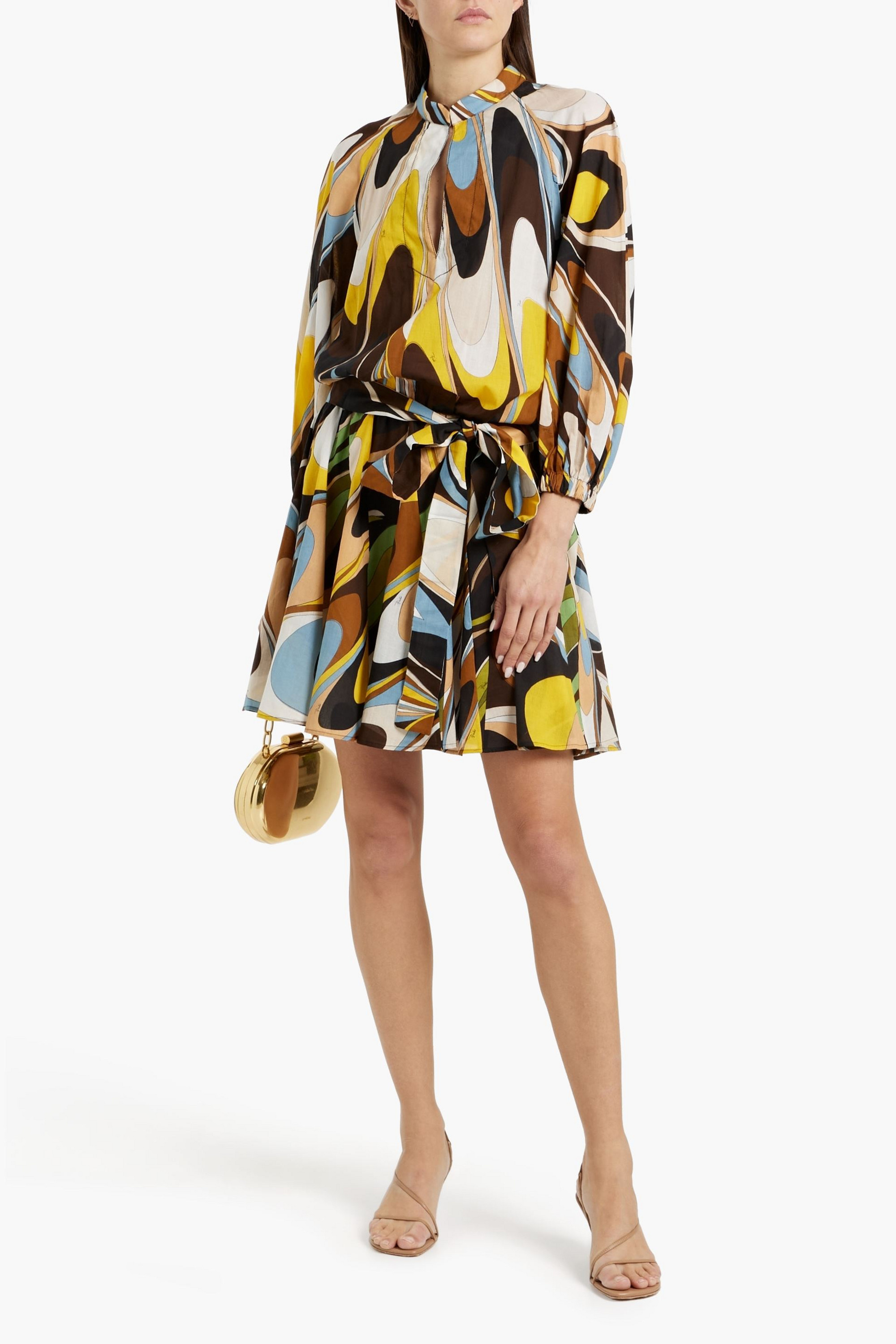Pucci Belted printed cotton-voile mini dress